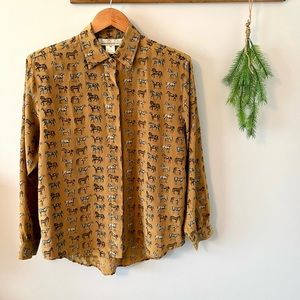 Italian Design Co. vintage silk horse blouse
